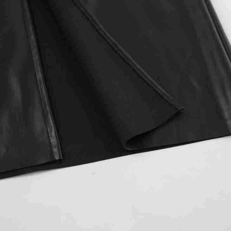 Black High-Rise A-Line Midi Skirt