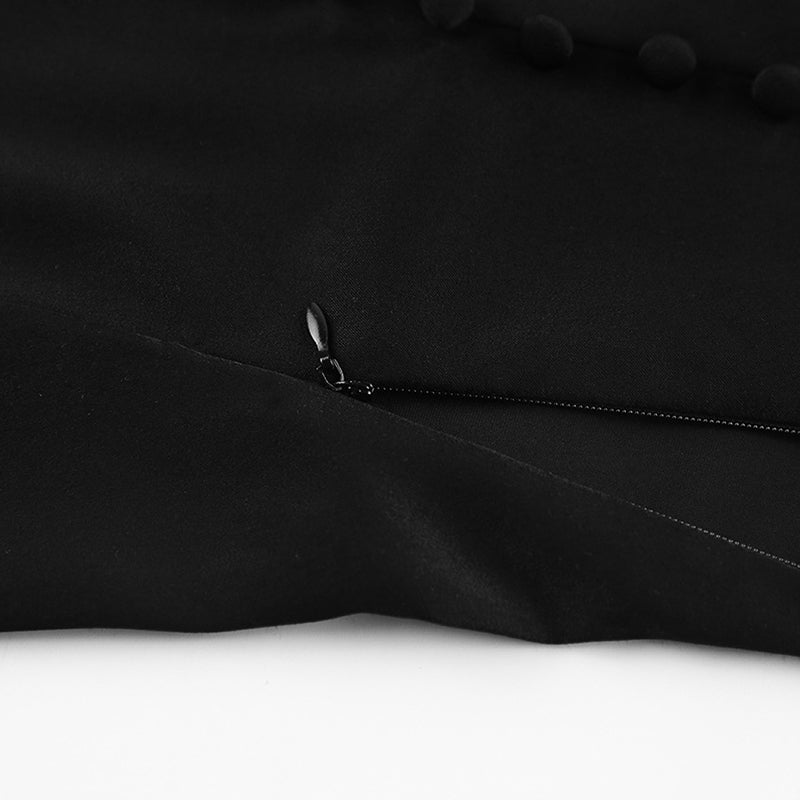 Black Side Slit A-Line Midi Skirt