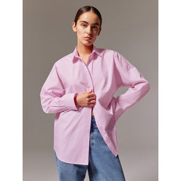 Pink Spread Collar Long Sleeves Casual Shirt