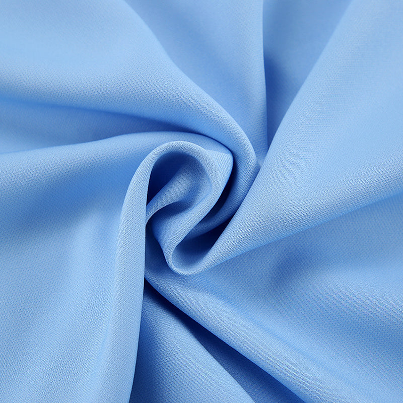 Blue Round Neck A-Line Midi Dress