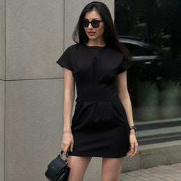Black Extended Sleeves A-Line Mini Dress