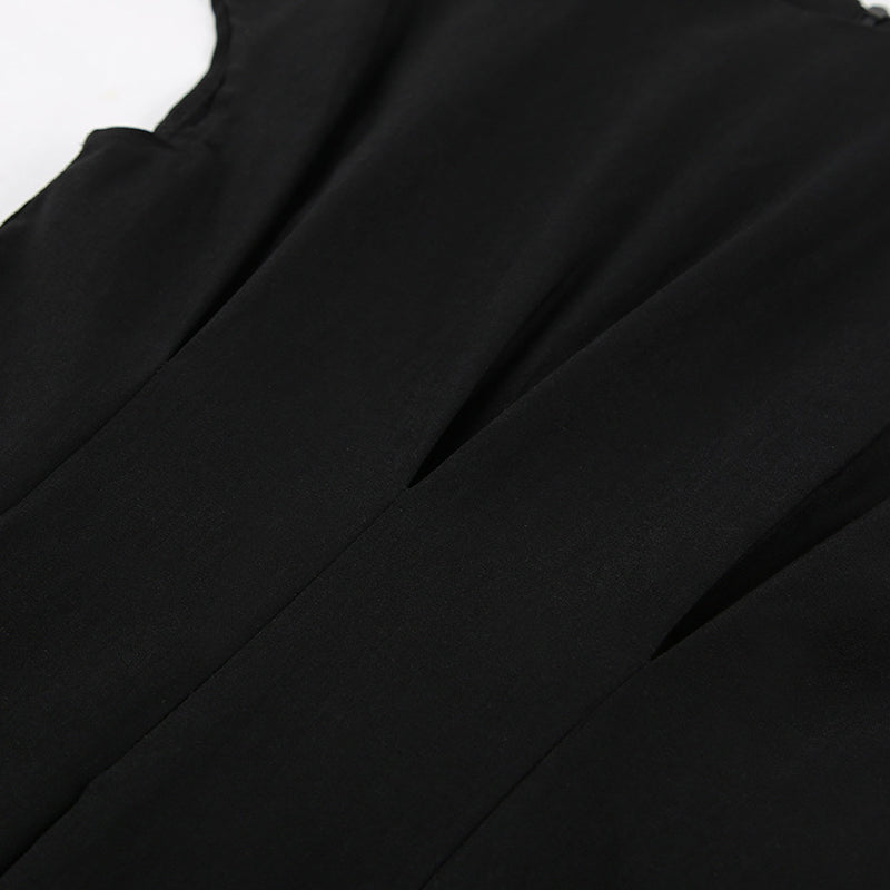 Black Extended Sleeves A-Line Mini Dress