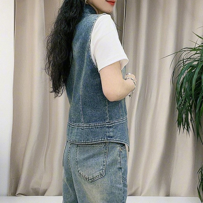 Blue Shawl Collar Denim Jacket