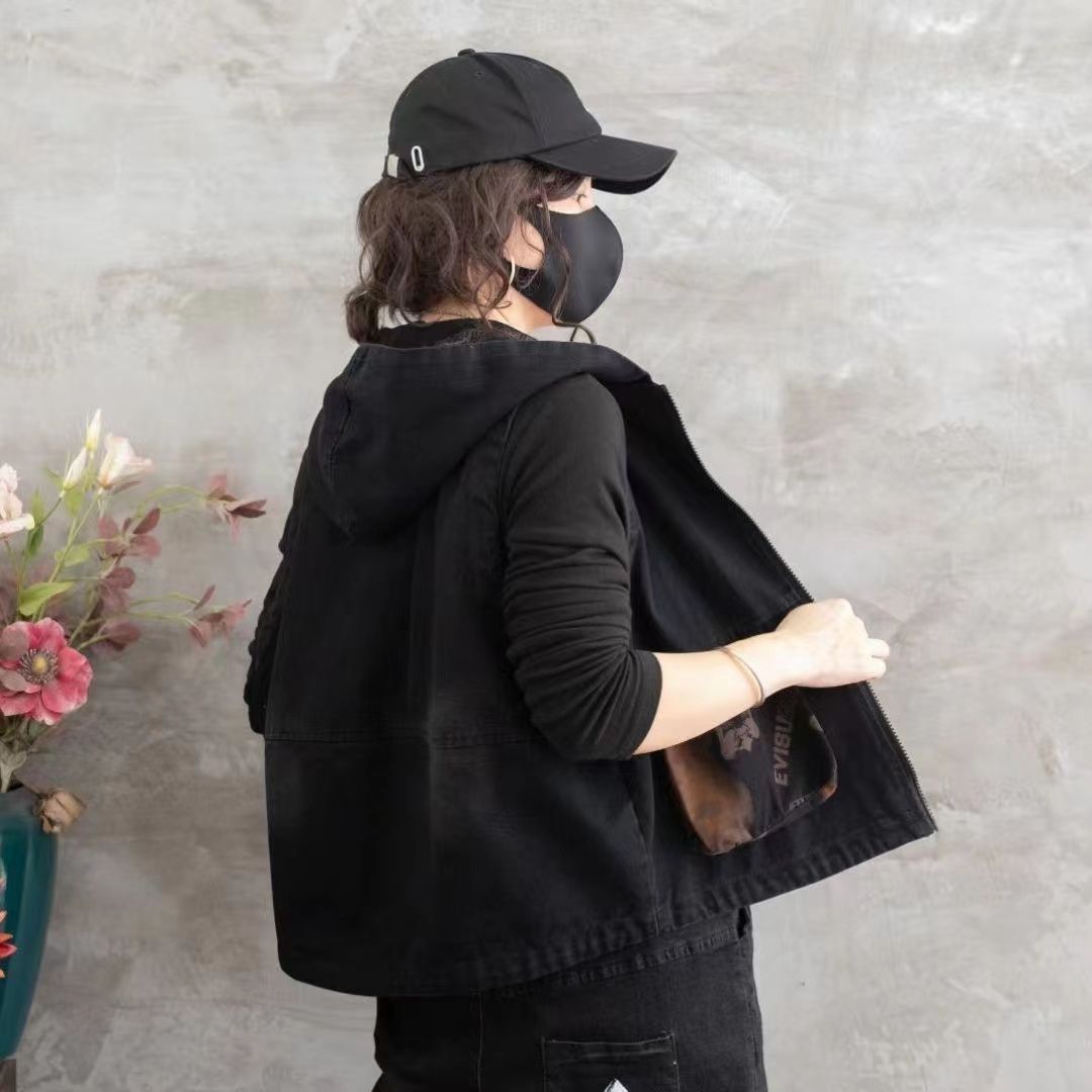 Brown Hooded Open Front Jacket