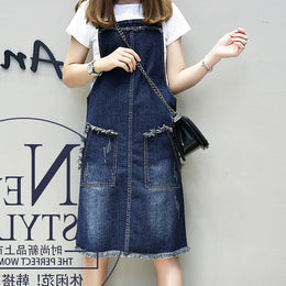 Shoulder Straps Pinafore Cotton Dress