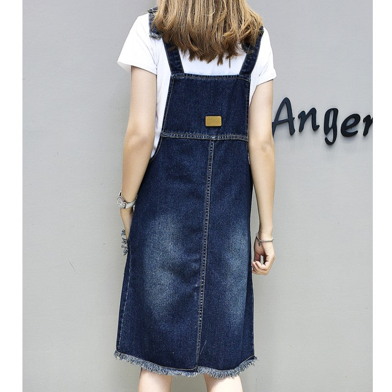 Shoulder Straps Pinafore Cotton Dress