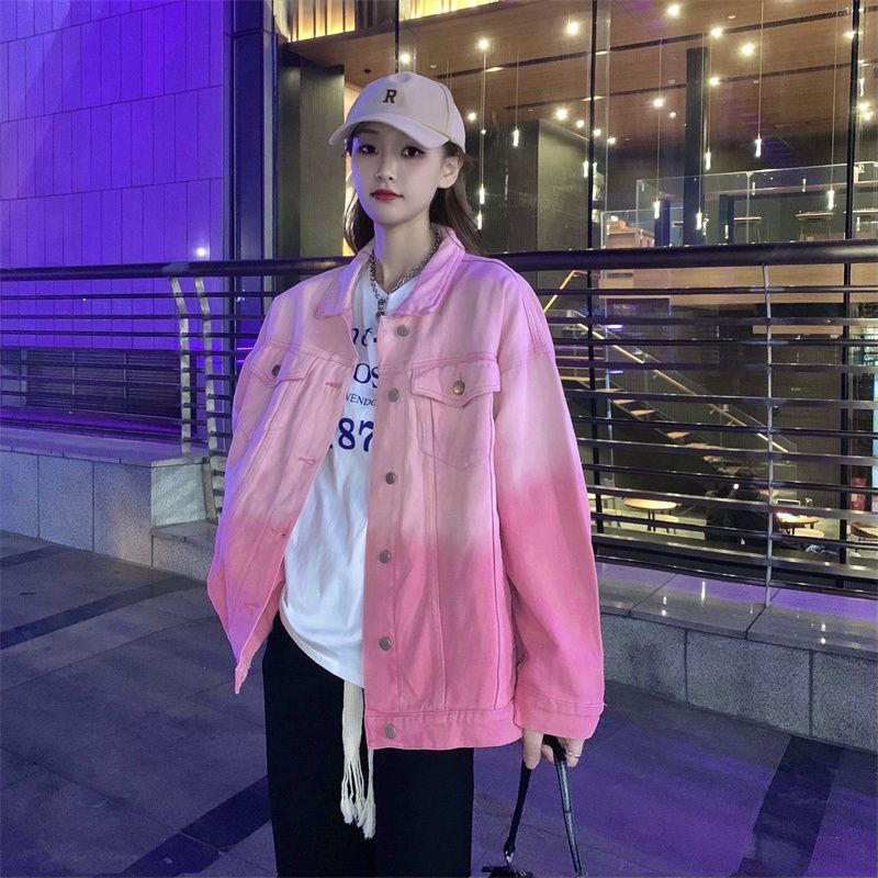 Washed Spread Collar Long Sleeves Cotton Denim Jacket
