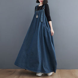 Shoulder Straps Cotton Maxi Dress