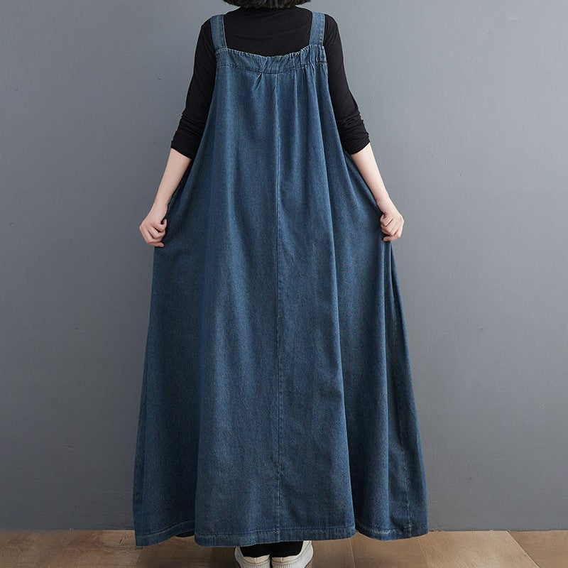 Shoulder Straps Cotton Maxi Dress