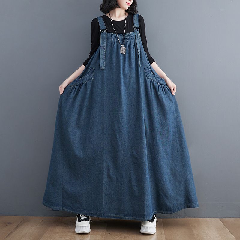 Shoulder Straps Cotton Maxi Dress