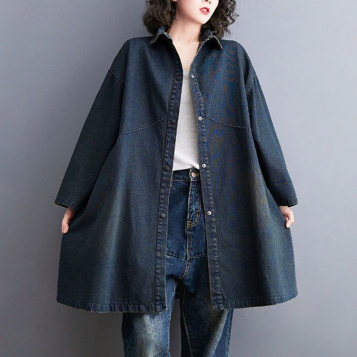 Notched Lapel Collar Cotton Overcoat