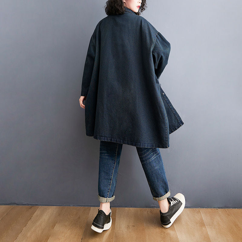 Notched Lapel Collar Cotton Overcoat