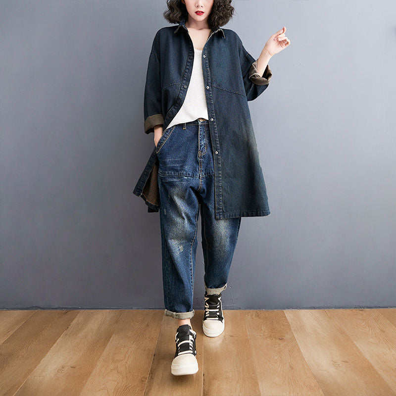 Notched Lapel Collar Cotton Overcoat