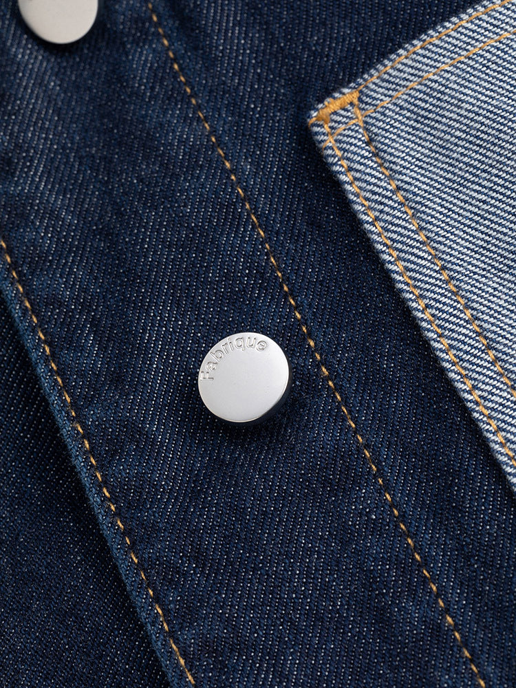 Spread Collar Cotton Denim Jacket