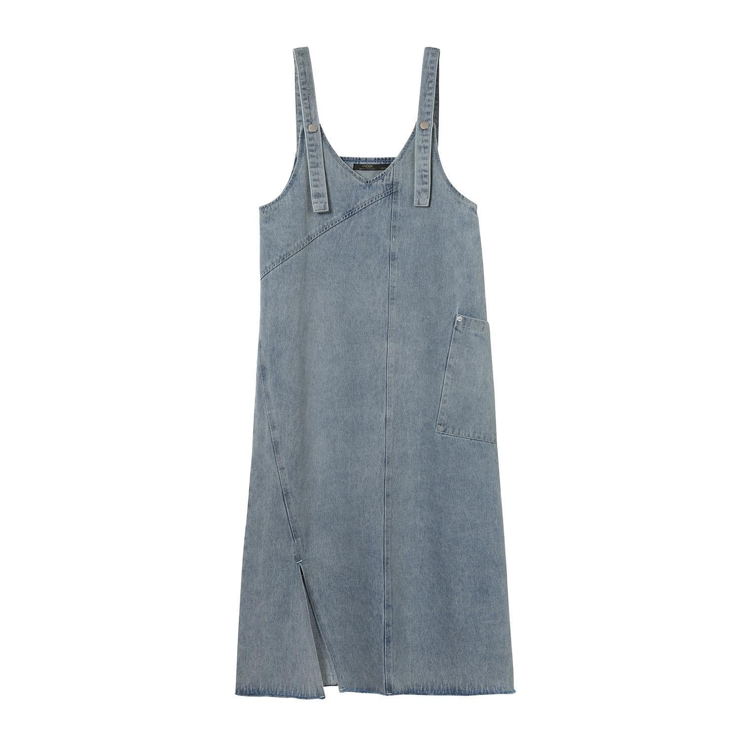 Shoulder Straps Cotton Pinafore Midi Dress