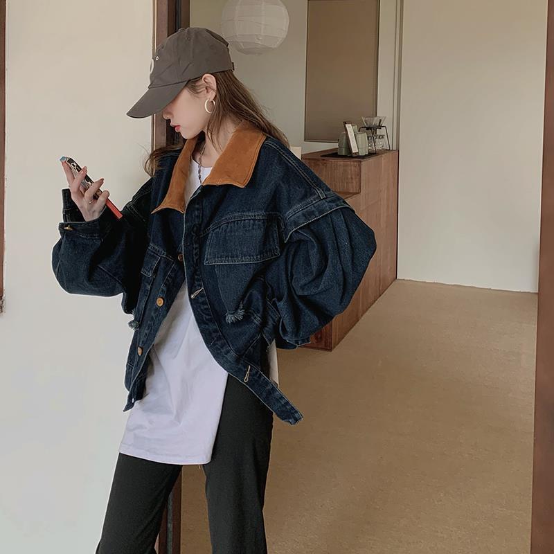 Spread Collar Cotton Regular Denim Jacket