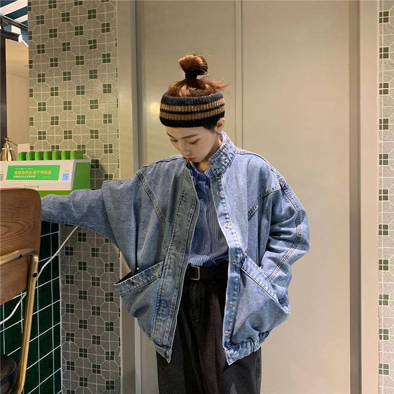 Blue Spread Collar Regular Cotton Denim Jacket
