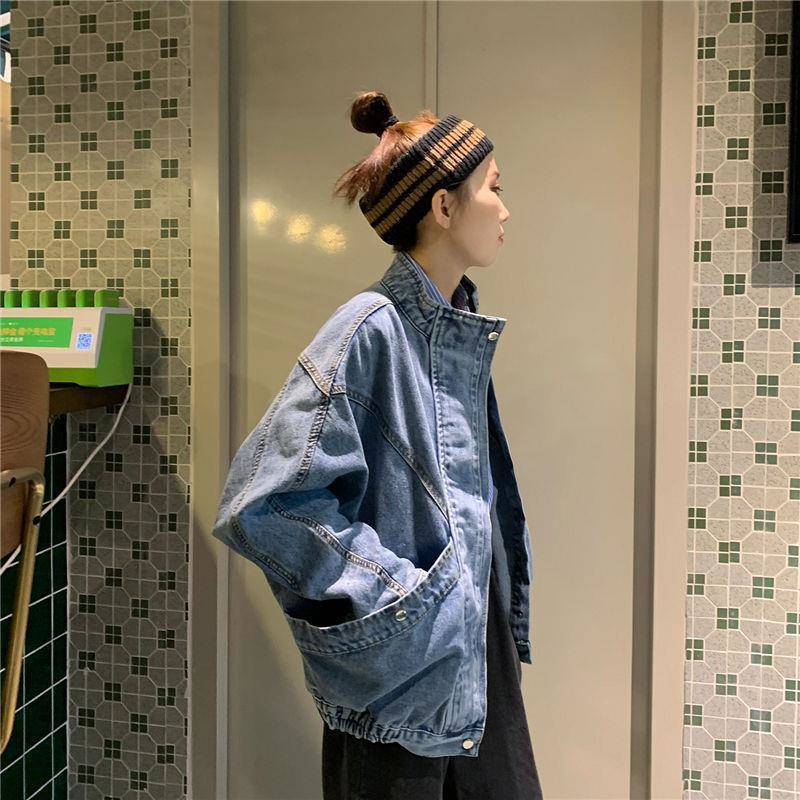 Blue Spread Collar Regular Cotton Denim Jacket