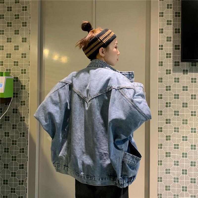 Blue Spread Collar Regular Cotton Denim Jacket