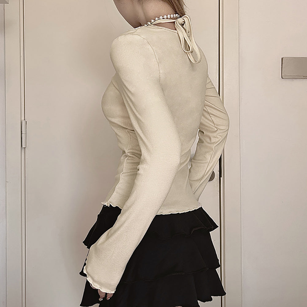 Women V-Neck Fitted Top