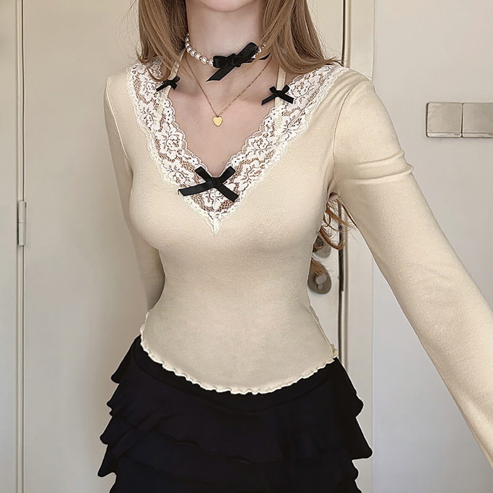Women V-Neck Fitted Top