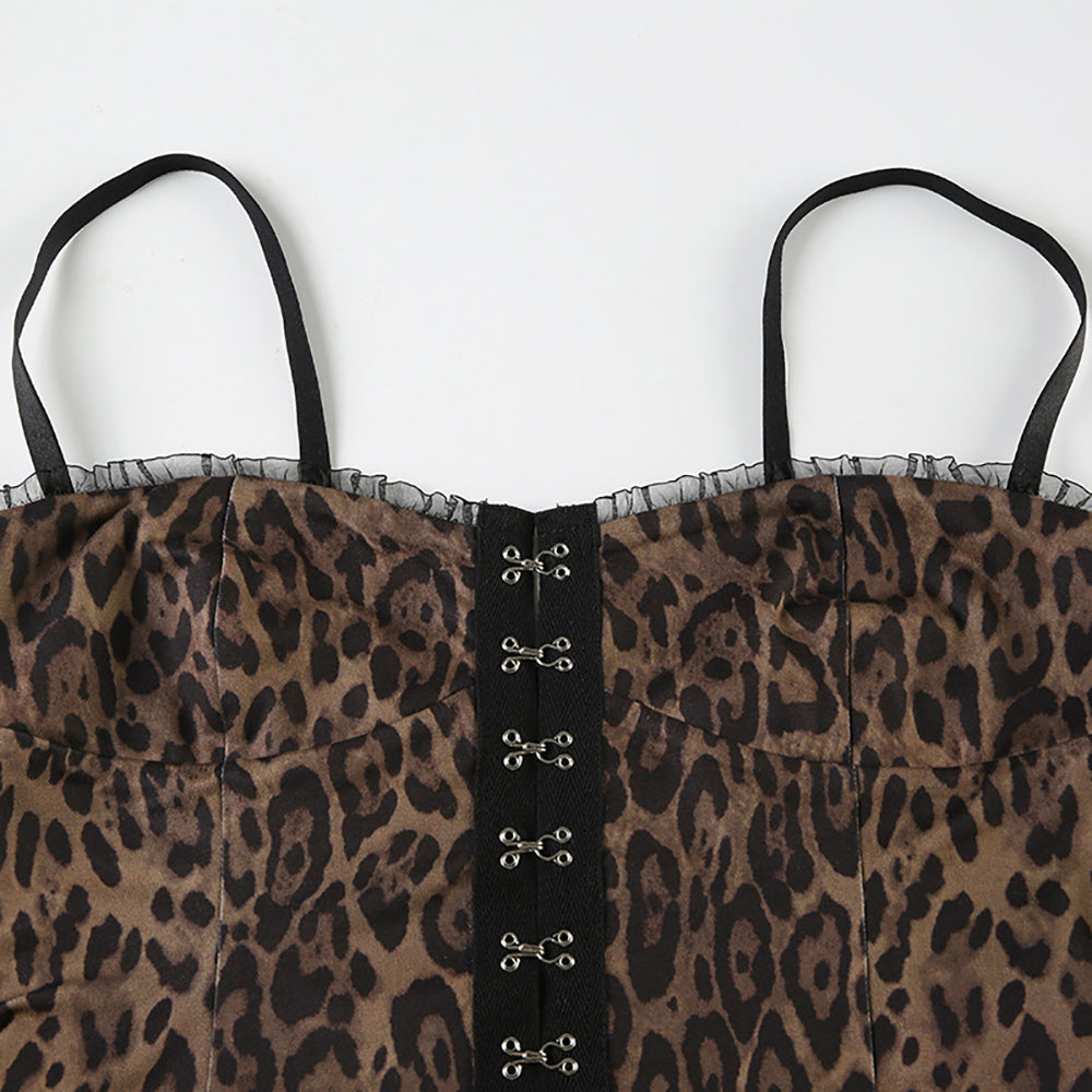 Animal Print Sweetheart Neck Crop Top