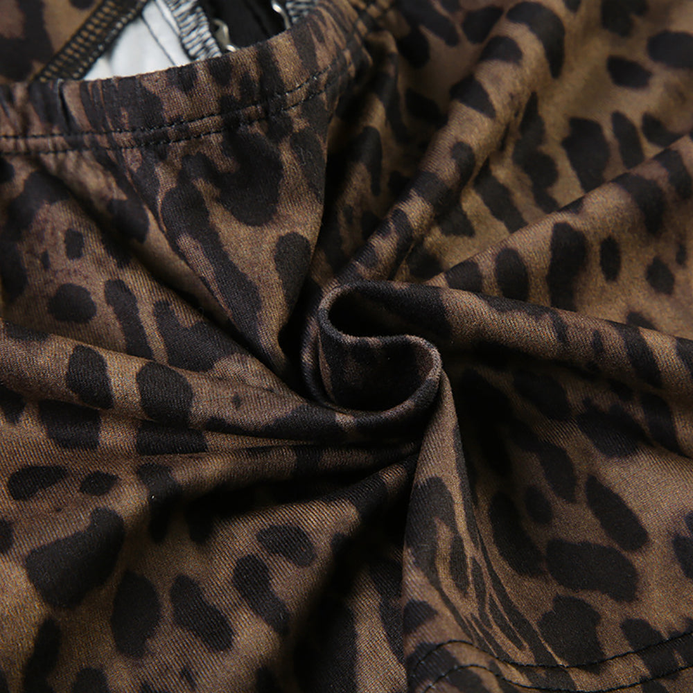 Animal Print Sweetheart Neck Crop Top