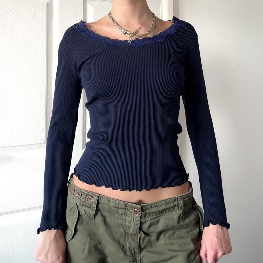 Ribbed Round Neck Chiffon Crop Top