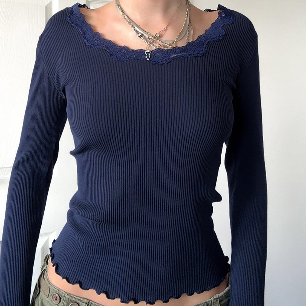 Ribbed Round Neck Chiffon Crop Top