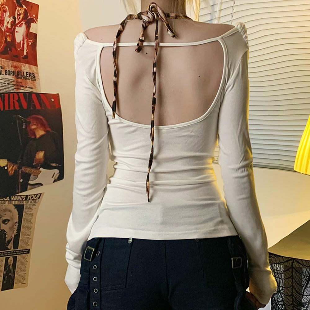 Colourblocked Extended Sleeves Chiffon Top