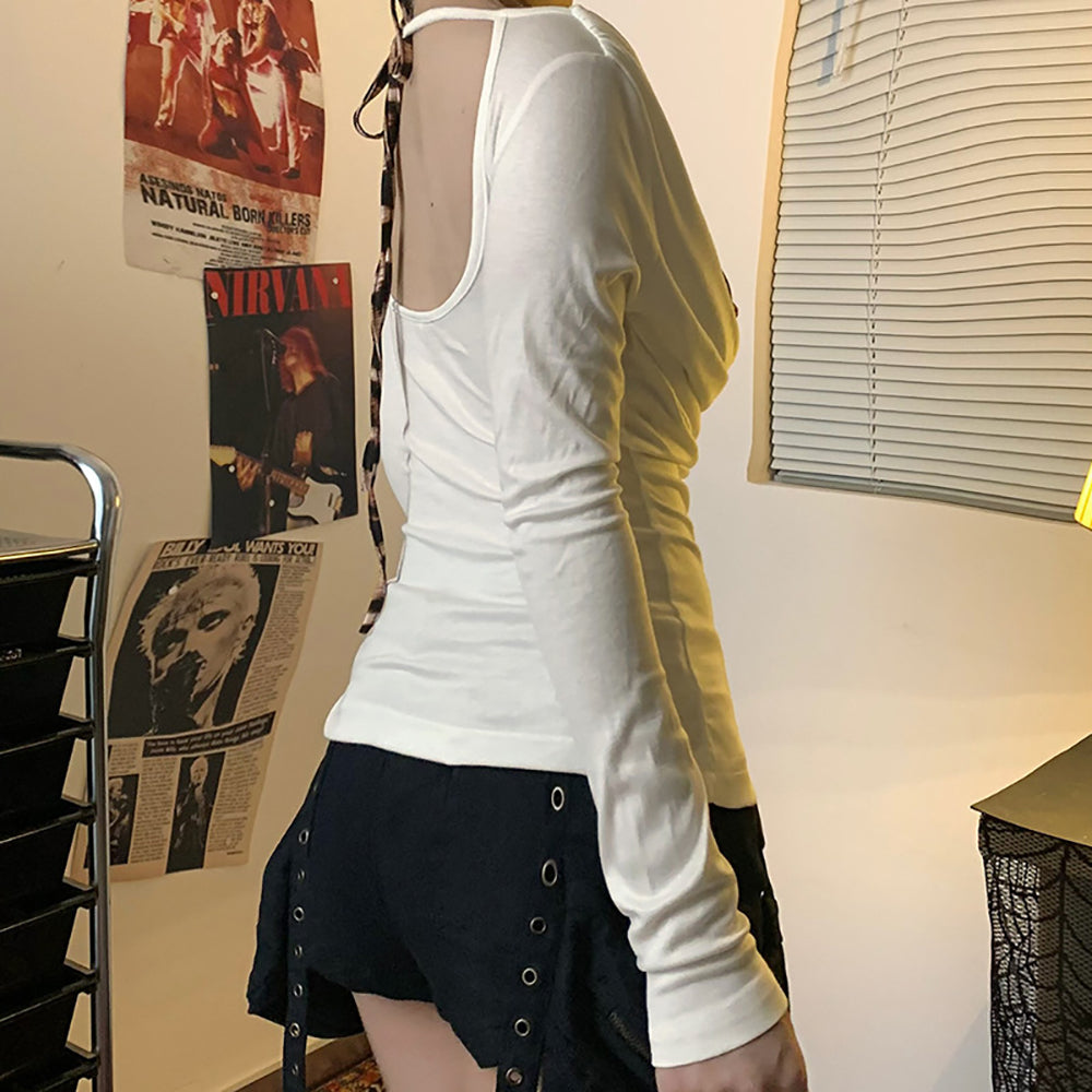 Colourblocked Extended Sleeves Chiffon Top