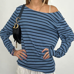 Striped Extended Sleeves Crepe Top