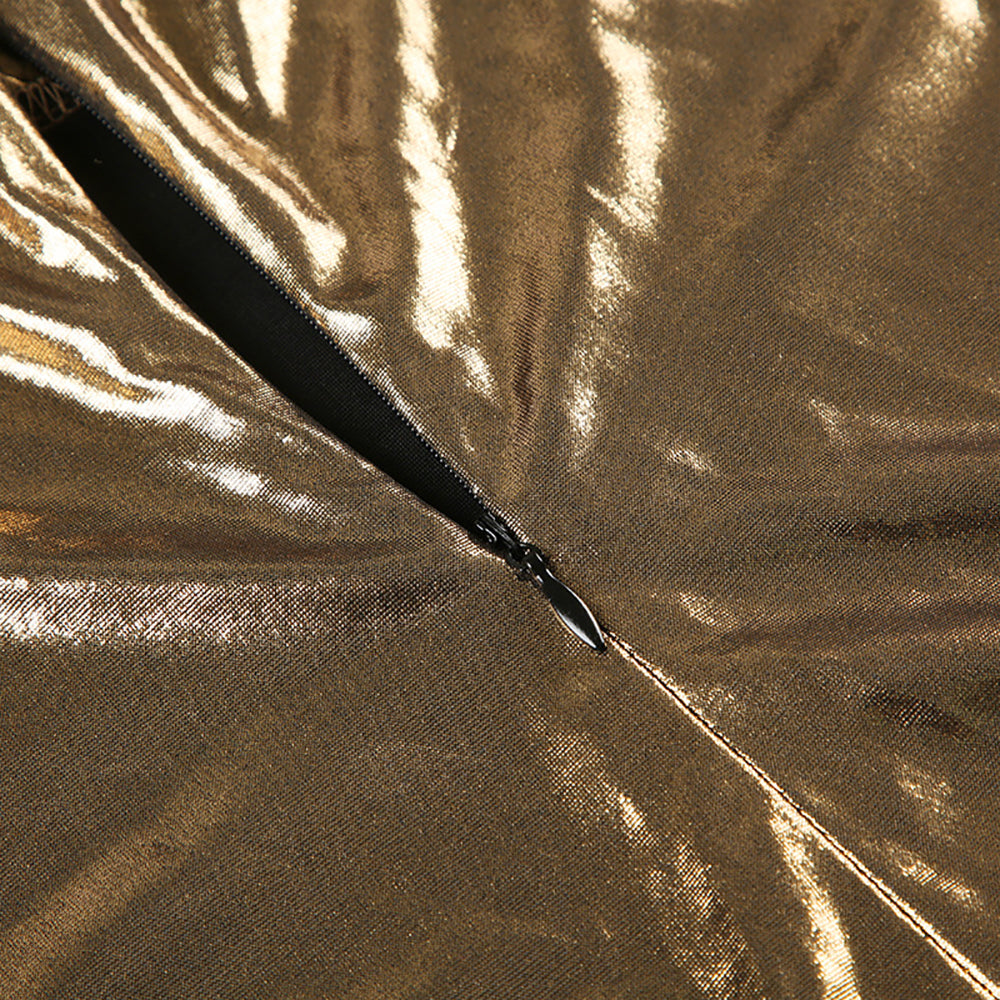 Gold-Toned Sleeveless Mini Bodycon Party Dress