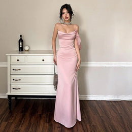 Women Shoulder Straps Maxi Dress