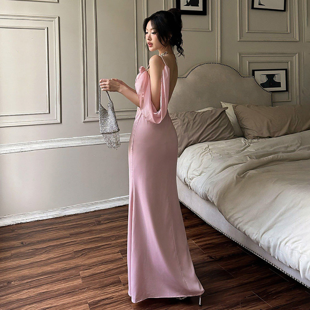 Women Shoulder Straps Maxi Dress