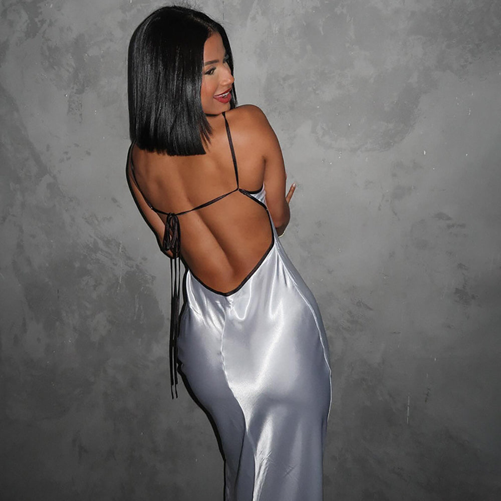 Satin Fit & Flare Maxi Dress