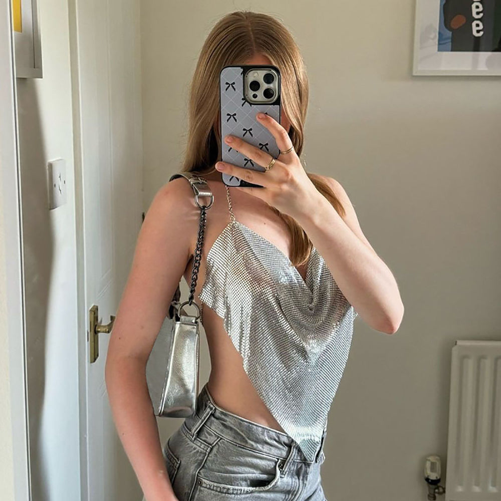 Embellished Crepe Crop Top