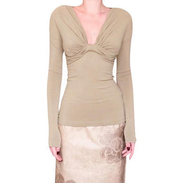 Women Extended Sleeves Chiffon Fitted Top