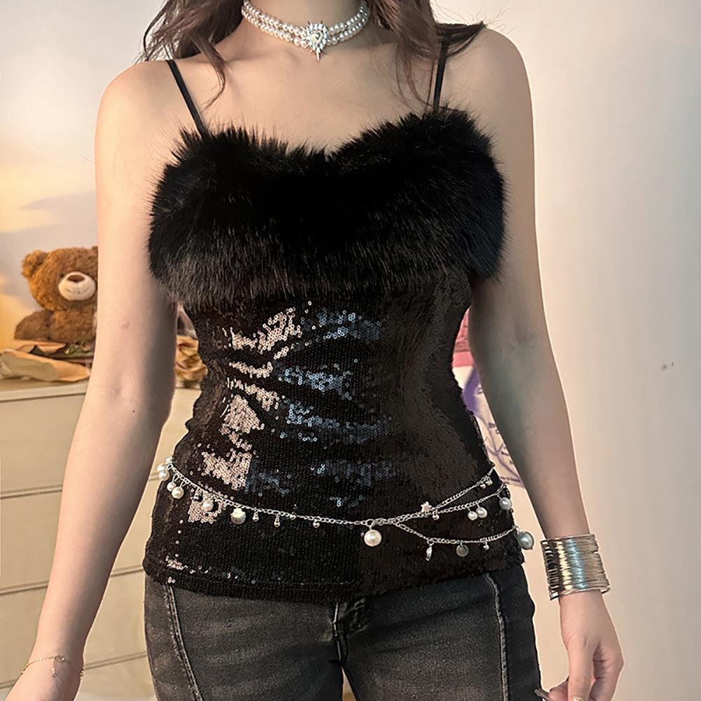 Black Embellished Sweetheart Neck Top