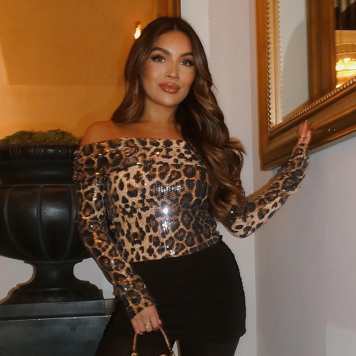 Animal Print Off-Shoulder Bardot Crop Top