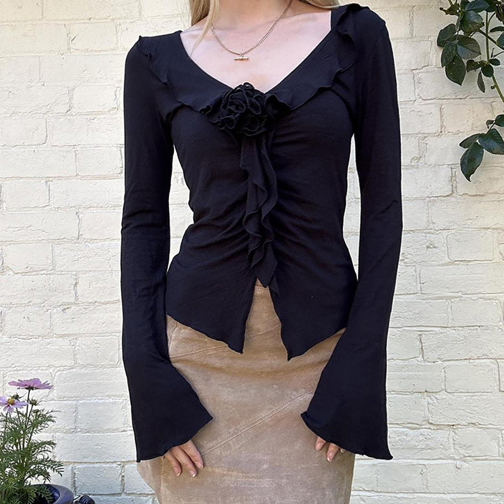 Women Scoop Neck Long Sleeves Top
