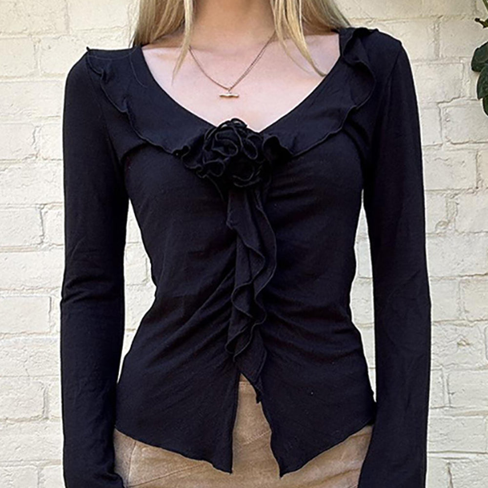Women Scoop Neck Long Sleeves Top