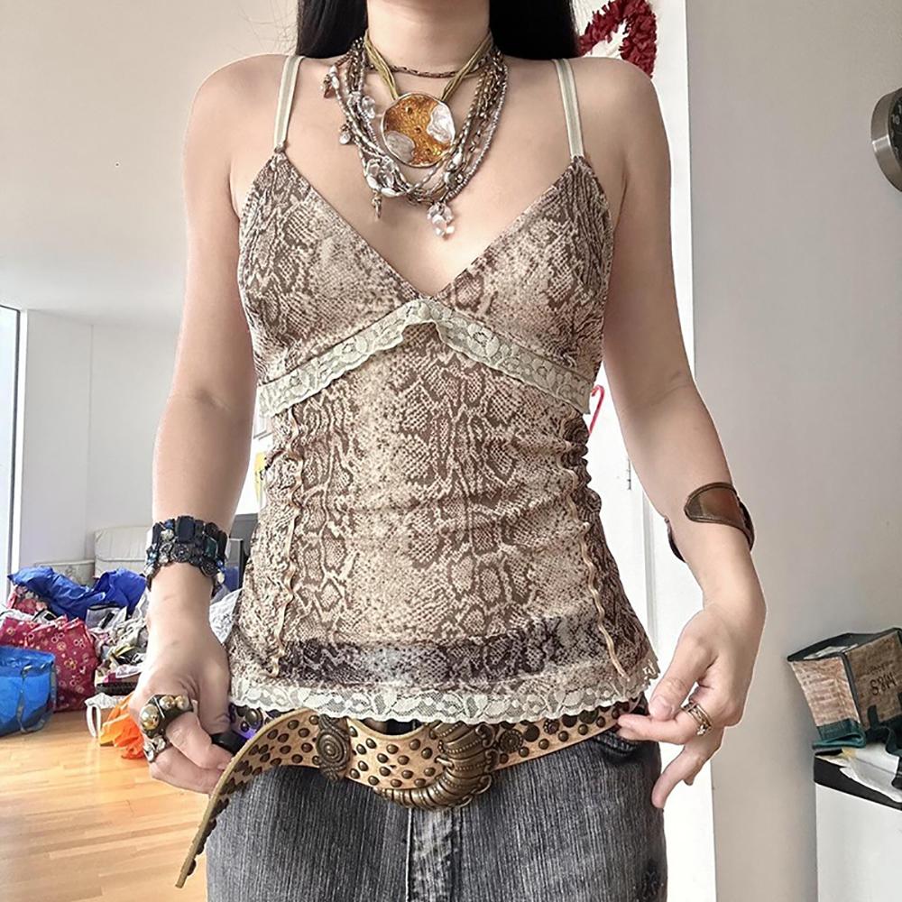 Women Animal Print V-Neck Sleeveless Top