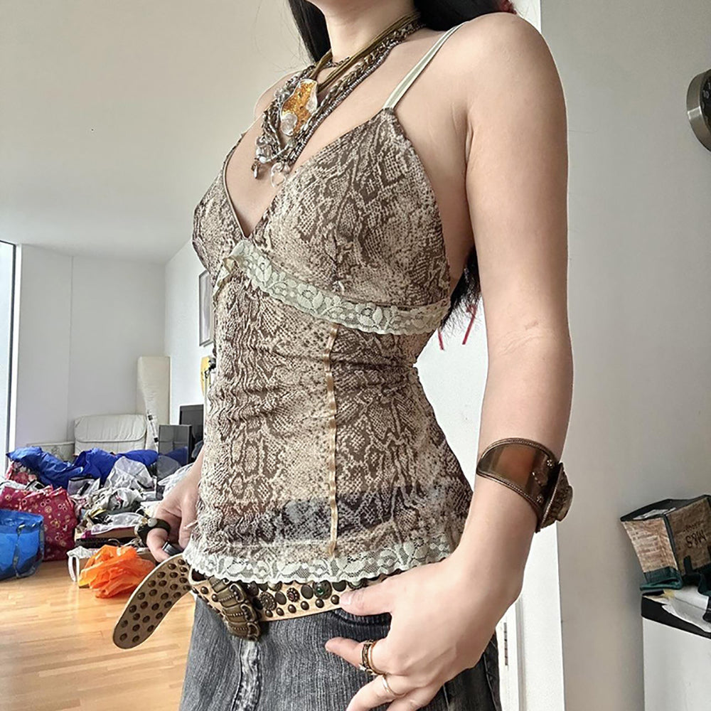Women Animal Print V-Neck Sleeveless Top