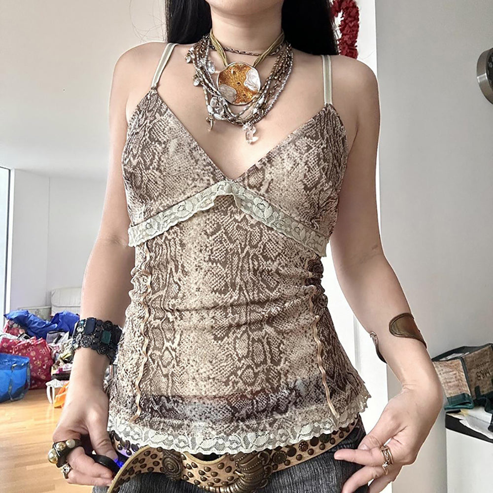 Women Animal Print V-Neck Sleeveless Top