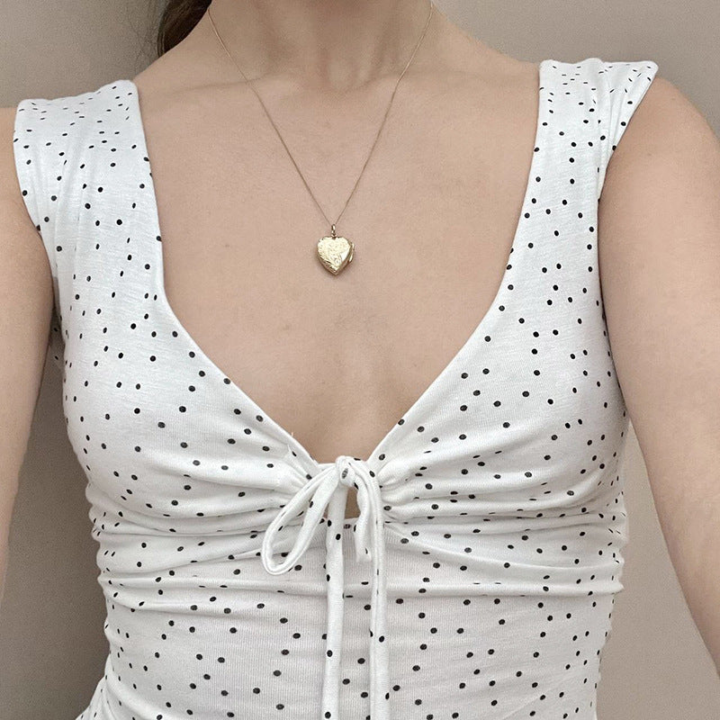 Women Polka Dot Printed Fitted Top