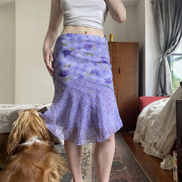 Printed Flared Knee Length Skirt
