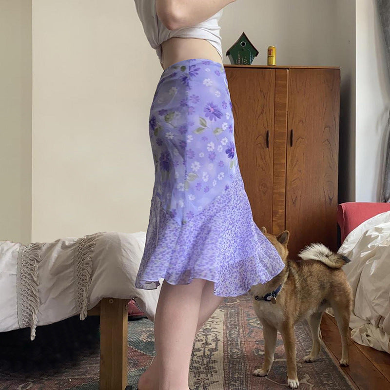 Printed Flared Knee Length Skirt