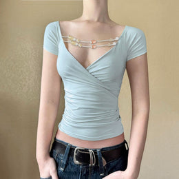 V-Neck Fitted Crop Top