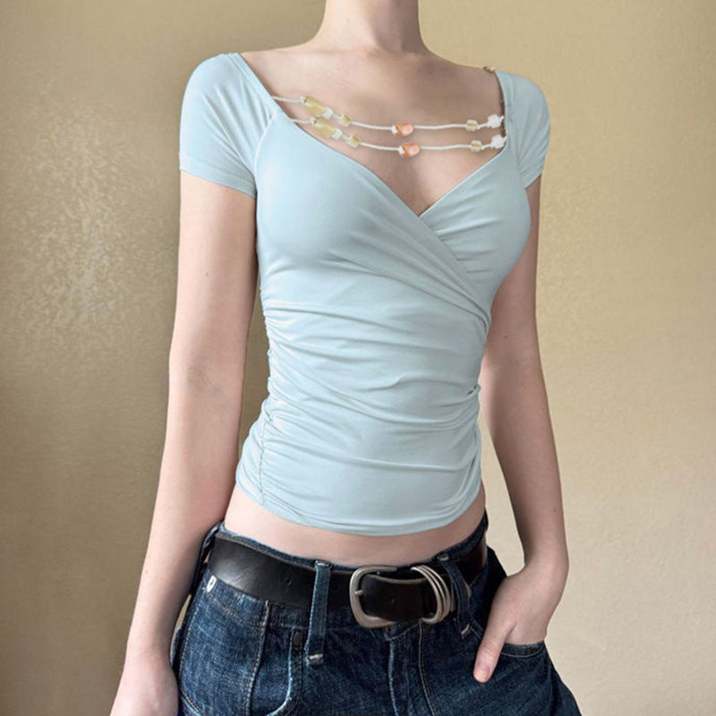 V-Neck Fitted Crop Top